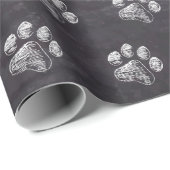 Chalkboard - Puppy Pawty - Dog Birthday Paw Print Cadeaupapier (Rol Hoek)
