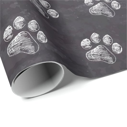 Chalkboard - Puppy Pawty - Dog Birthday Paw Print Cadeaupapier (Rol Hoek)