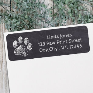 Chalkboard - Puppy Pawty - Dog Birthday Paw Print Etiket
