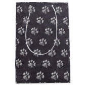 Chalkboard - Puppy Pawty - Dog Birthday Paw Print Medium Cadeauzakje (Voorkant)