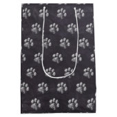 Chalkboard - Puppy Pawty - Dog Birthday Paw Print Medium Cadeauzakje (Achterkant)