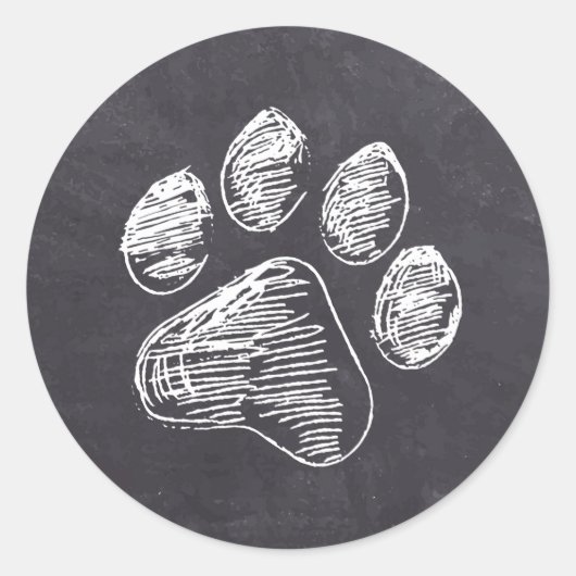 Chalkboard - Puppy Pawty - Dog Birthday Paw Print Ronde Sticker (Voorkant)