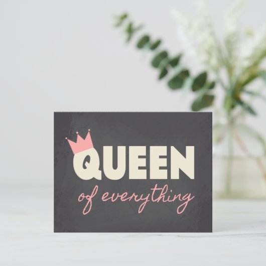 Chalkboard Queen of Everything Tekst Design Briefkaart (Staand voorkant)