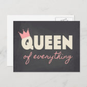 Chalkboard Queen of Everything Tekst Design Briefkaart (Voorkant / Achterkant)