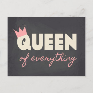 Chalkboard Queen of Everything Tekst Design Briefkaart