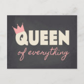 Chalkboard Queen of Everything Tekst Design Briefkaart (Voorkant)