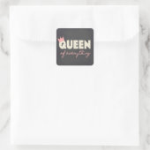 Chalkboard Queen of Everything Tekst Design Vierkante Sticker (Tas)