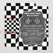 Chalkboard Racing Baby shower Invitation Kaart (Voorkant / Achterkant)