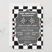 Chalkboard Racing Baby shower Invitation Kaart (Voorkant)