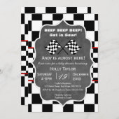 Chalkboard Racing Birthday Uitnodiging (Voorkant / Achterkant)