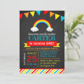 Chalkboard Rainbow Birthday Party Kaart (Staand voorkant)