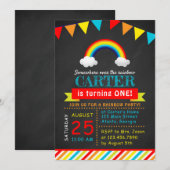 Chalkboard Rainbow Birthday Party Kaart (Voorkant / Achterkant)