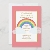 CHALKBOARD RAINBOW CLOUD PINK BIRTHDAY INVITATION KAART (Voorkant)