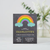 Chalkboard Rainbow Kinder Budget Afstuderen Invite (Staand voorkant)