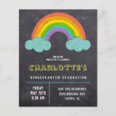 Chalkboard Rainbow Kinder Budget Afstuderen Invite (Voorkant)