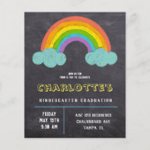 Chalkboard Rainbow Kinder Budget Afstuderen Invite