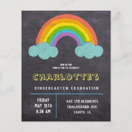 Chalkboard Rainbow Kinder Budget Afstuderen Invite