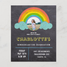 Chalkboard Rainbow Kinder Budget Afstuderen Invite