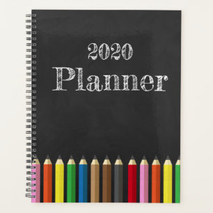 Chalkboard Rainbow Pencil Teacher Planner
