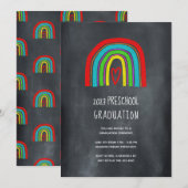 Chalkboard Rainbow Preschool Afstuderen Kaart (Voorkant / Achterkant)