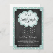 Chalkboard Raindrop Baby Sprinkle Uitnodiging (Voorkant / Achterkant)
