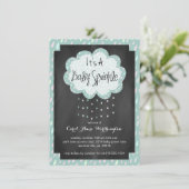Chalkboard Raindrop Baby Sprinkle Uitnodiging (Staand voorkant)