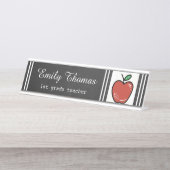 Chalkboard Red Apple-klasse leraar Bureau Naambordje (Voorkant)