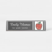 Chalkboard Red Apple-klasse leraar Bureau Naambordje (Voorkant)