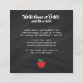 Chalkboard Red Apple-leerlingenboek Vierkante Visitekaartje (Achterkant)