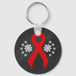 Chalkboard Red Awareness Ribbon Sleutelhanger