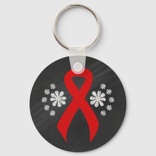 Chalkboard Red Awareness Ribbon Sleutelhanger (Voorkant)