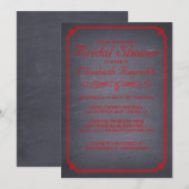 Chalkboard Red & Black Bridal Shower Invitations Kaart (Voorkant / Achterkant)