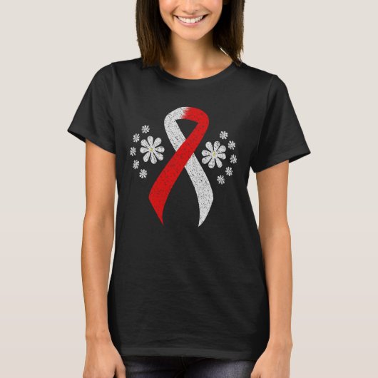 Chalkboard Red en White Ribbon T-shirt (Voorkant)