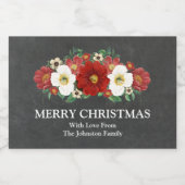 Chalkboard Red Floral Christmas Custom Label Voedselcontainer Etiket (Enkel label)
