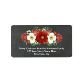 Chalkboard Red Floral Kerstmis Adreslabel Etiket (Voorkant)