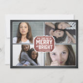 Chalkboard Red Framed Holiday-fotokaart Feestdagenkaart (Voorkant)