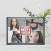 Chalkboard Red Framed Holiday-fotokaart Feestdagenkaart (Staand voorkant)