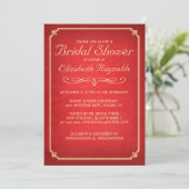 Chalkboard Red & Gold Bridal Shower Invitations Kaart (Staand voorkant)