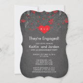 Chalkboard Red Heart met partij voor lagere betrok Kaart (Voorkant)