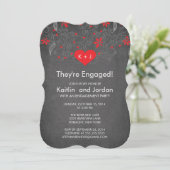 Chalkboard Red Heart met partij voor lagere betrok Kaart (Staand voorkant)