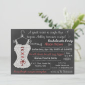 Chalkboard red Lace Lingerie Shower Bachelorette Kaart (Staand voorkant)
