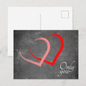 Chalkboard Red Pink Hearts Valentijn`s Day Elegant Feestdagenkaart (Voorkant / Achterkant)
