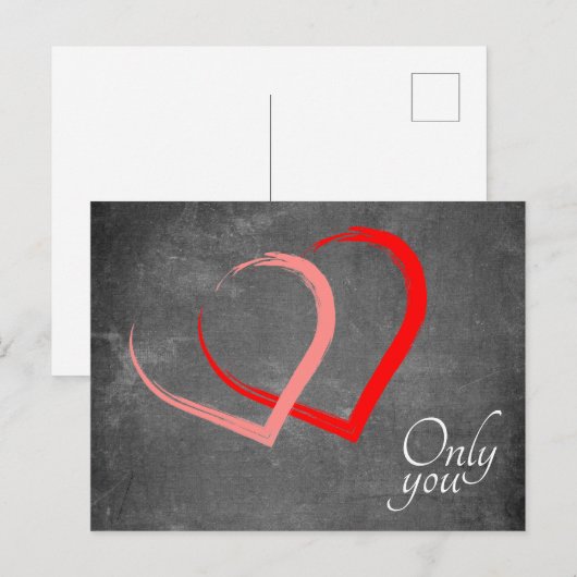 Chalkboard Red Pink Hearts Valentijn`s Day Elegant Feestdagenkaart (Voorkant / Achterkant)