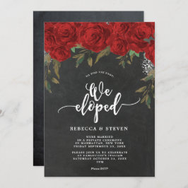 chalkboard red roses modern we ontwikkelden uitnod kaart