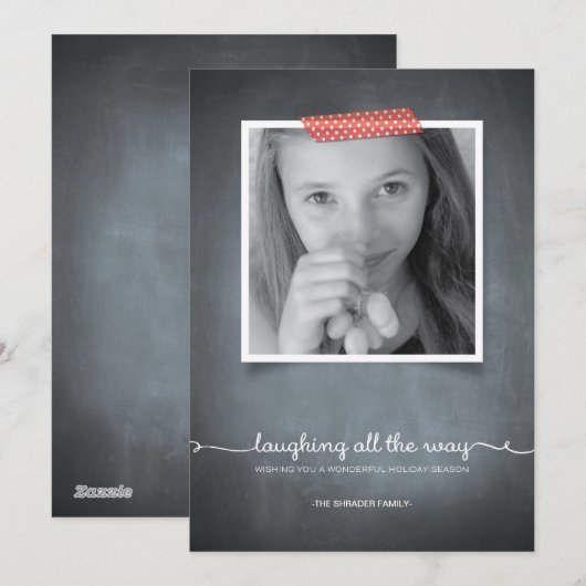 Chalkboard Red Washi Tape Holiday-fotokaart Feestdagenkaart (Voorkant / Achterkant)