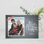 Chalkboard Red Washi Tape Script Holiday Card Feestdagenkaart (Staand voorkant)