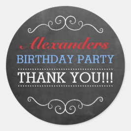 Chalkboard: Red White Blue Birthday Party Ronde Sticker