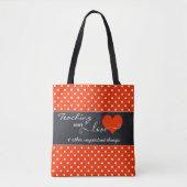 Chalkboard Red White Polka Dots Teacher Canvas tas (Voorkant)