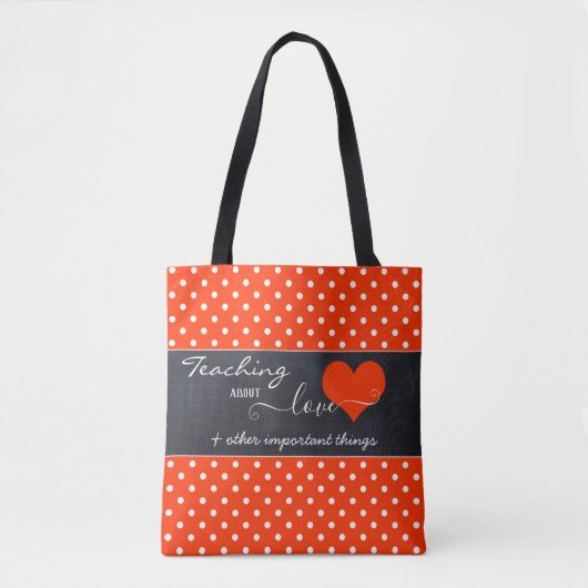 Chalkboard Red White Polka Dots Teacher Canvas tas (Voorkant)