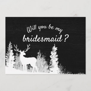 Chalkboard Reindeer Kerstbruiloft   Bridesmaid Kaart